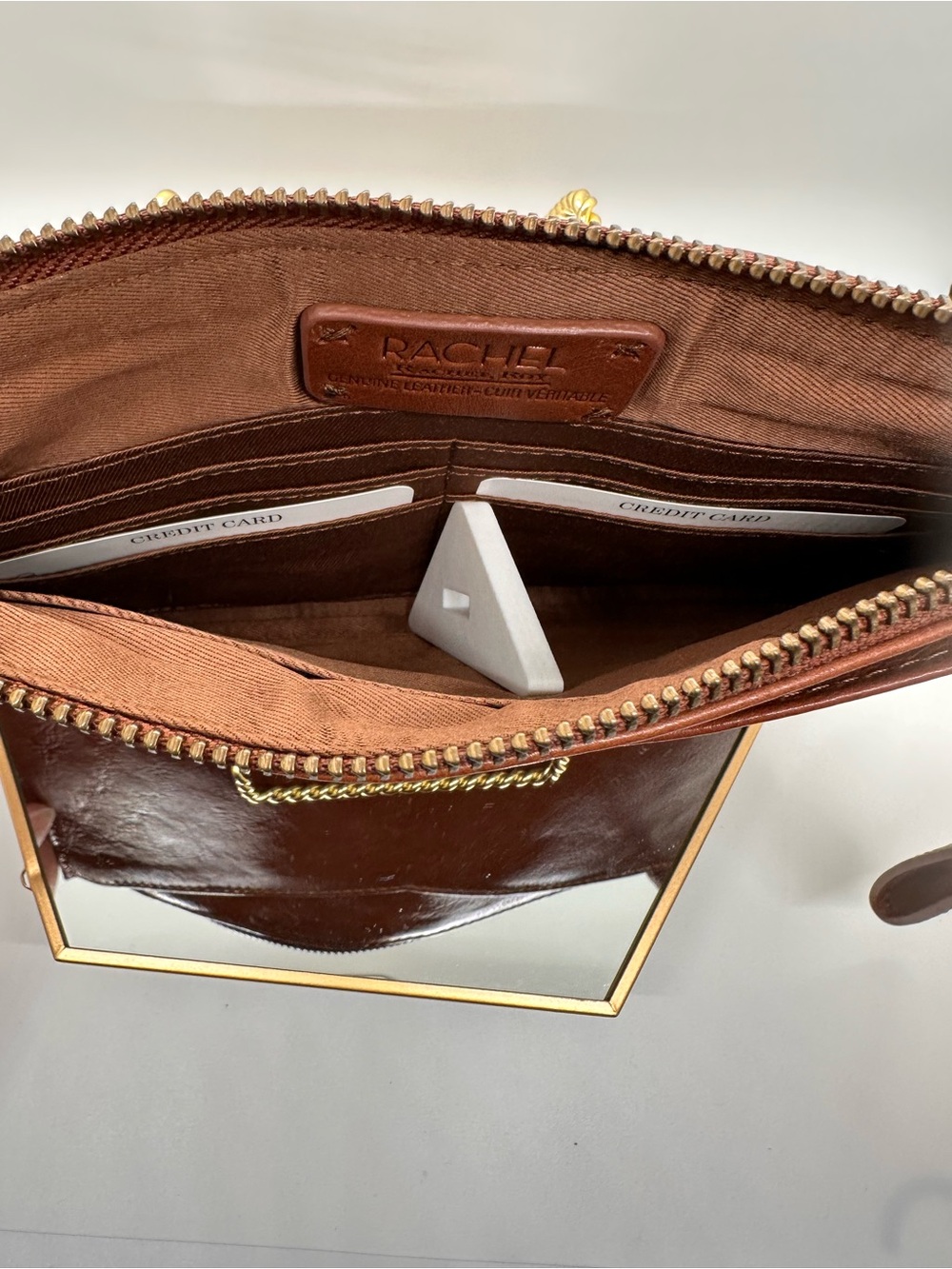 RACHEL Rachel Roy Cognac Brown Leather Wristlet - Picture 5 of 8